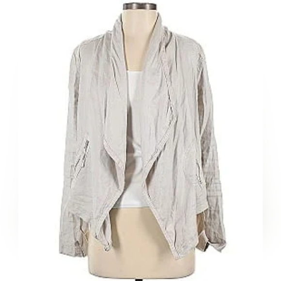 Anthropologie Jackets & Blazers - Anthropologie Linen Open Front asymmetrical jacket size L
